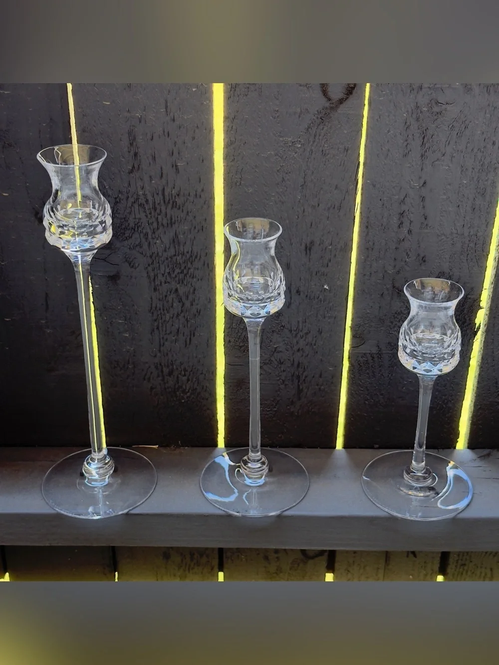 Vintage Kosta Boda GÖRAN WÄRFF “Prince” Set of 3 Crystal Tapered Candlesticks